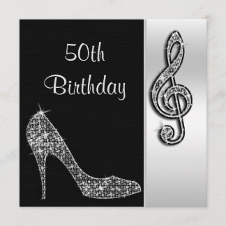 Silver Stiletto & Treble Cleft 50. Geburtstag Einladung