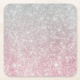 Silver Stone Gary Gold Marmor Lila Glitzer Rechteckiger Pappuntersetzer