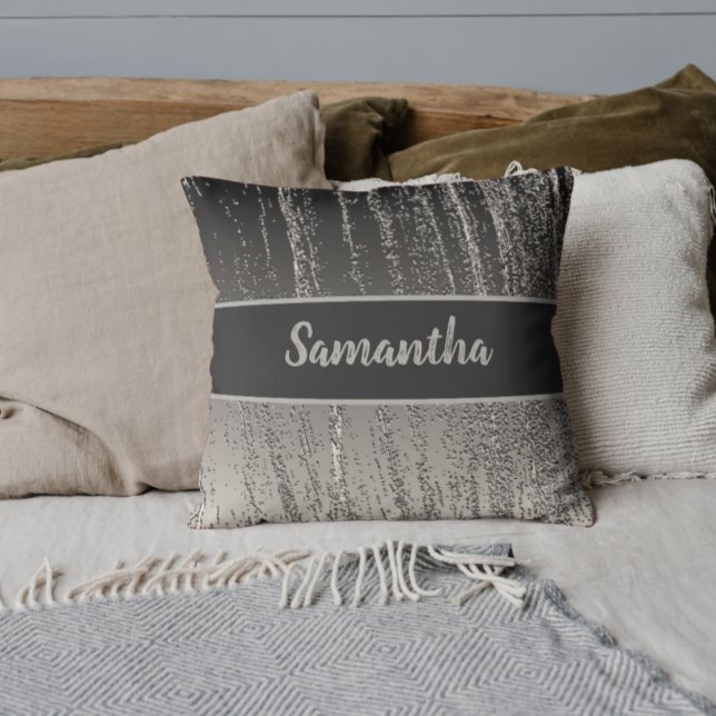 Silver Streaks Metallic Stripe Modernes Elegantes Kissen (Von Creator hochgeladen)