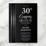 Silver Striped Black Grey 30th Surprise Birthday Einladung<br><div class="desc">Make the surprise unforgettable with this stylish silver striped black and grey surprise 30th birthday party invitation. The customizable text templates allow you to add the name of the honored guest, the secret party details, and the venue with ease. Your guest of honor will be in for a night of...</div>