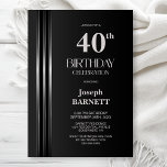 Silver Striped Black Grey 40th Birthday Party Einladung<br><div class="desc">Invite your friends and loved ones to your birthday celebration with this modern silver striped black and grey 40th birthday party invitation. The customizable text area in this invitation template allows you to include all the necessary details for your special birthday celebration, including the date, time, venue, and RSVP information....</div>