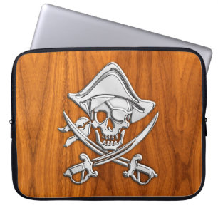 Silver Style Pirate on Teak Veneer Laptopschutzhülle