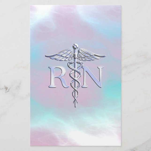 Silver Style RN Caduceus Medical Mother Pearl Briefpapier (Vorderseite)