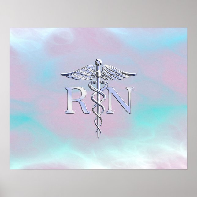 Silver Style RN Caduceus Medical Mother Pearl Poster (Vorne)