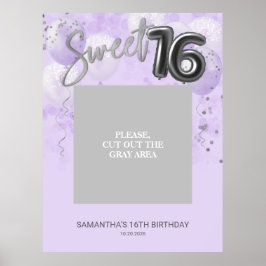 Silver Sweet 16 Balloons Foto Prop Dusty Blue Pos Poster
