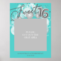 Silver Sweet 16 Bday Balloons Foto Prop Aquamarin