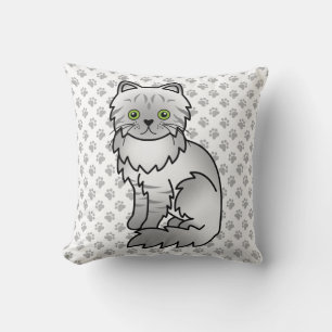 Silver Tabby Chinchilla Gray Persian Cat & Paws Kissen