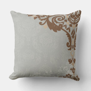 Silver Tan Elegant Square Throw Kissen