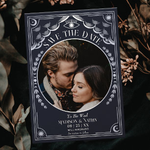 Silver Tarot Gothic Wedding Foto Save the Date Einladung