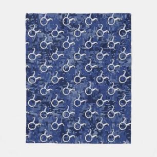 Silver Taurus Zodiac Sign Navy Blue Digital Camouf Fleecedecke