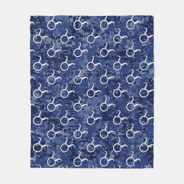 Silver Taurus Zodiac Sign Navy Blue Digital Camouf Fleecedecke (Vorderseite)