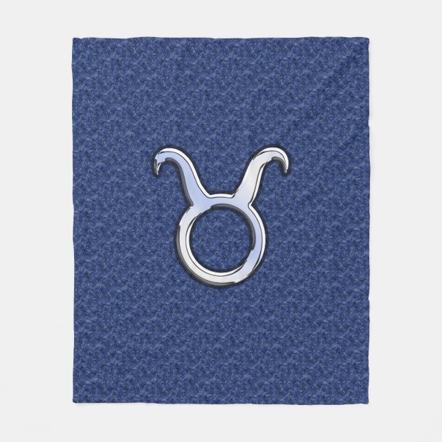 Silver Taurus Zodiac Sign Navy Blue Digital Camouf Fleecedecke (Vorderseite)