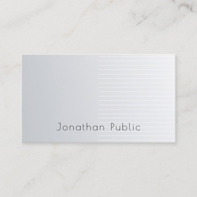 Silver Template Beruflich Luxury Modernes Elegante Visitenkarte (Vorderseite)