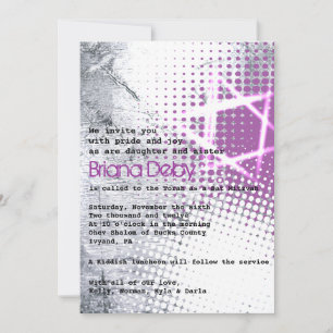 SILVER TEXTURE STAR Bar Bat Mitzvah Einladung