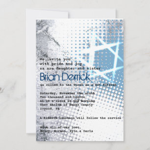 SILVER TEXTURE STAR Bar Bat Mitzvah Einladung