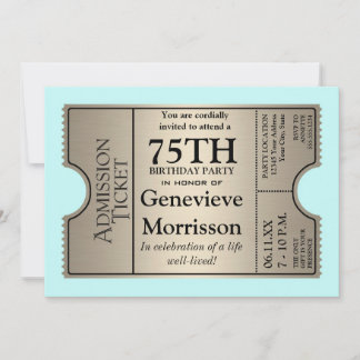 Silver Ticket Style 75. Geburtstagsparty Einladung