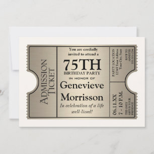 Silver Ticket Style 75e anniversaire Invitation de