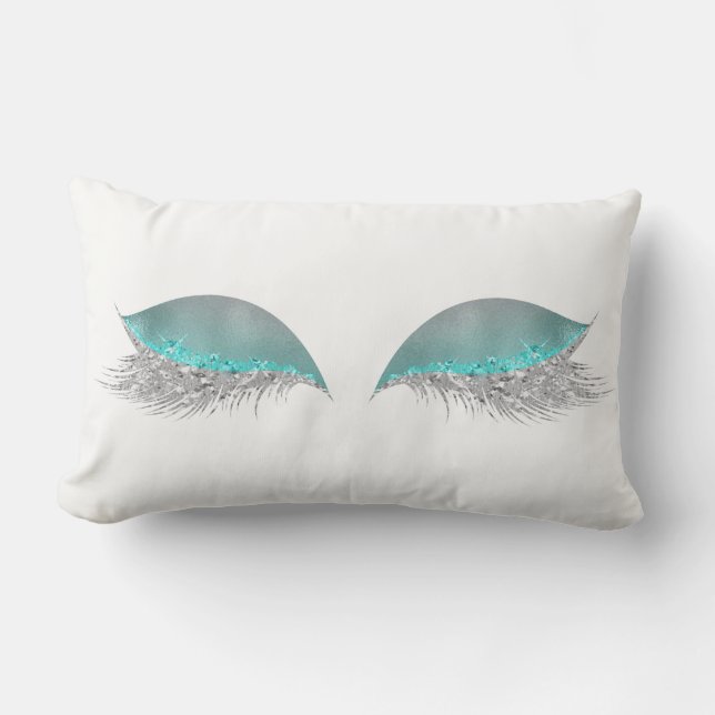 Silver Tiffany Ocean Ombre Glitzer Makeup Lashes Lendenkissen (Vorderseite)