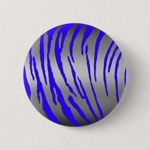 Silver Tiger Stripes Blue Button