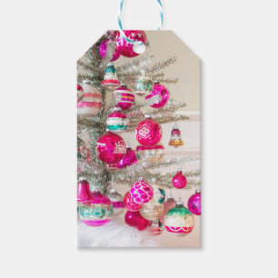 Silver Tinsel Tree mit Weihnachtsgeschmack Geschenkanhänger