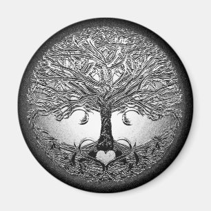 Silver Tree with Heart Magnet