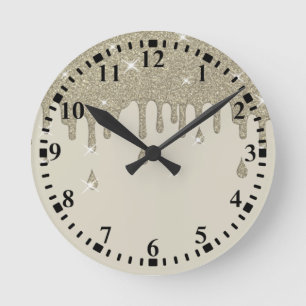 Silver Tropfen Glitzer Effekt & Glitzern Runde Wanduhr