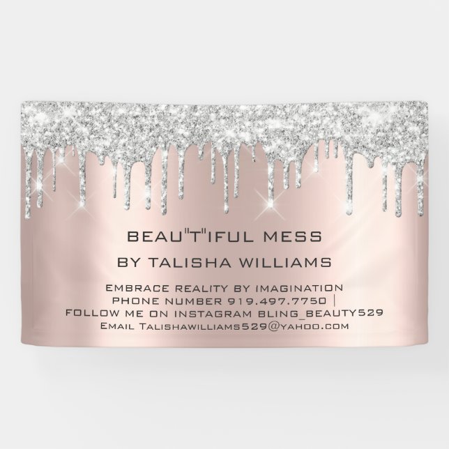 Silver Tropfen Rose Gold Blush Eyelash Schönes Sch Banner (Horizontal)