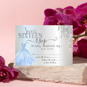 Silver Tropfens Blauer Kleid Sweet 16 UAWG Einladu Einladung