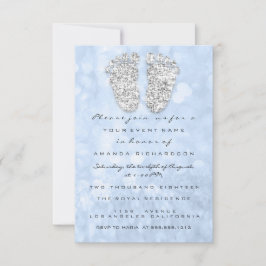 Silver Tropfens Blue Baby Boy Dusche Feet Einladung