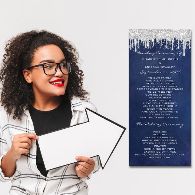 Silver Tropfens Event Hochzeitsprogramm formell bl Programm (Silver Drips Event Wedding Program Formal Blue)