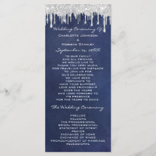 Silver Tropfens Event Wedding Program Formal Navy Programm