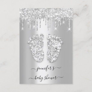 Silver Tropfens Gray Gray Baby Girl Shower Feet Einladung