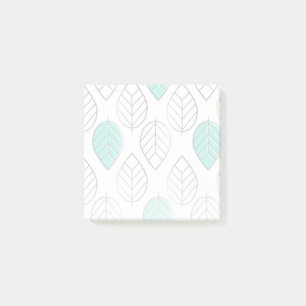 Silver & Turquoise Chic & Modern Leaf Design Post-it Klebezettel