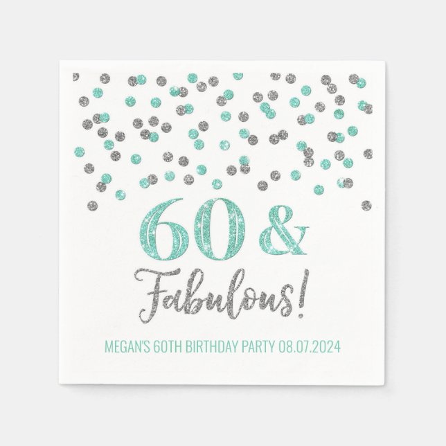 Silver Turquoise Confetti 60 & Fabulous Serviette (Vorderseite)