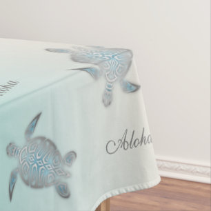 Silver Turquoise Sea Turtles Aloha Coastal  Tischdecke
