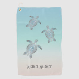 Silver Turtles Beach Stil Ihr Name Golf Handtuch