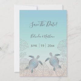 Silver Turtles Beach Style Save the Date Card Einladung