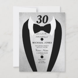 Silver Tuxedo Bow Krawatte Mens 30. Geburtstag Ein Einladung