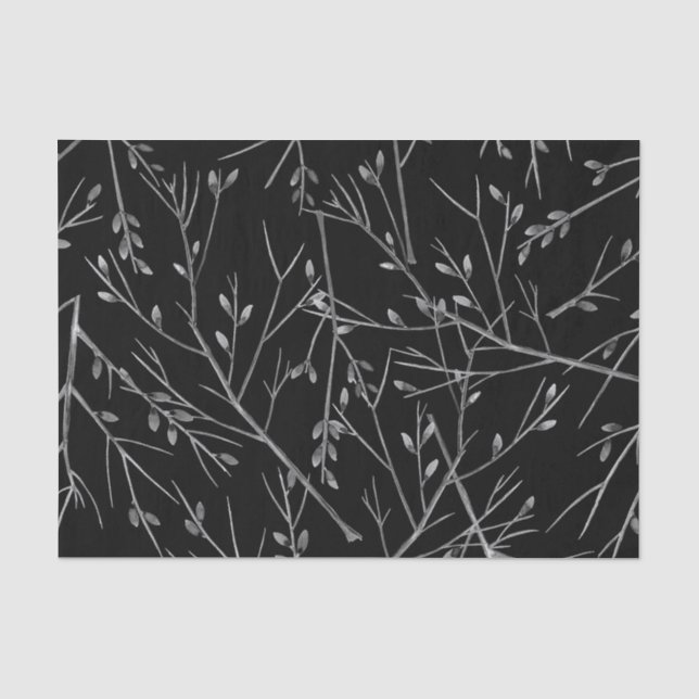 Silver Twigs on Black Seidenpapier (Vorderseite)