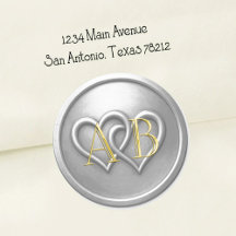 Silver Two Hearts Intertwined Monogram Wedding