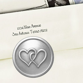 Silver Two Hearts Intertwined Wedding Runder Aufkleber