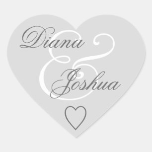 Silver Umschlag Aufkleber Wedding Heart V09
