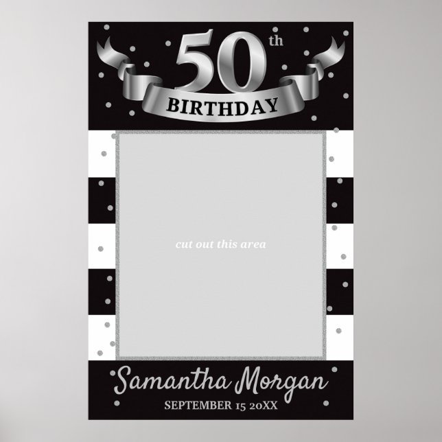 Silver und Black Birthday Foto Prop Frame jedes Al Poster (Vorne)