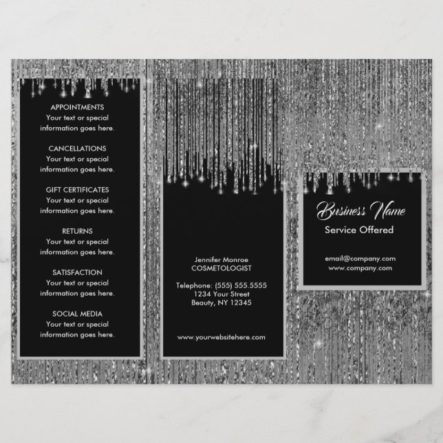 Silver und Black Menu & Pricing Flyer (Vorne)