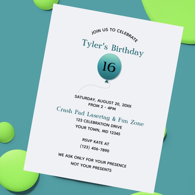 Silver und Blue Balloon beliebig Zahl Geburtstag Einladung (Von Creator hochgeladen)