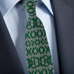 Silver- und Emerald Lacey-Muster Krawatte