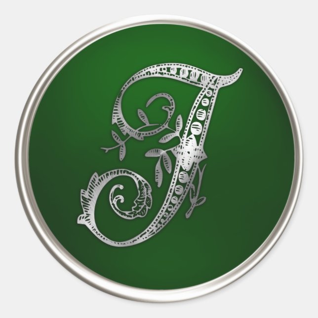 Silver und Emerald Monogram I Umschlag Aufkleber (Vorderseite)