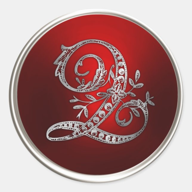 Silver und Red Monogram Q Umschlag Aufkleber (Vorderseite)