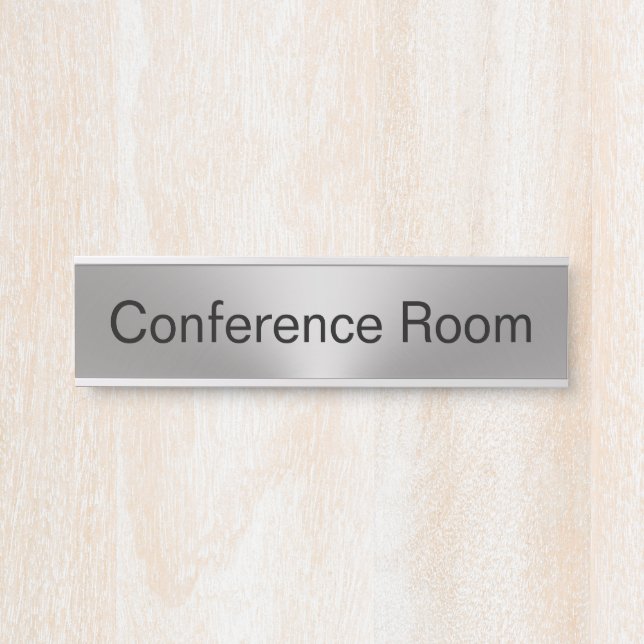 Silver- und Schwarz-Text-Vorlage für Konferenzräum Türschild (Vorderseite )