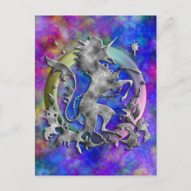 Silver Unicorn Herald Postkarte (Vorderseite)